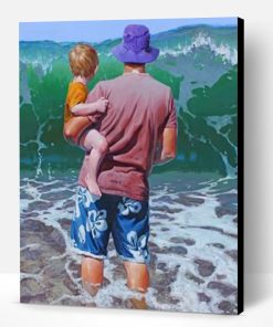 Father And Son On The Beach Paint By Number