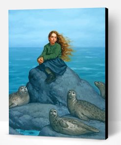 Girl And Seals Paint By Number