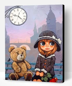Girl And Teddy Bear Paint By Number
