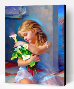 Girl Holding Flowers Paint By Number