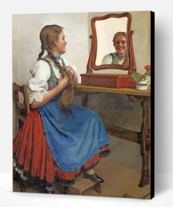 Girl Looking At The Mirror Paint By Number