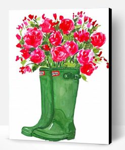 Green Boots And Flowers Paint By Number