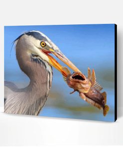 Heron Eating A Fish Paint By Number
