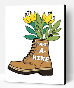 Hiking Boot With Flowers Paint By Number