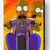 Homer Simpson Riding A Motorcycle Paint By Number