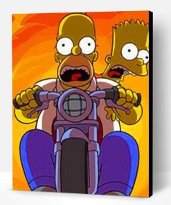 Homer Simpson Riding A Motorcycle Paint By Number