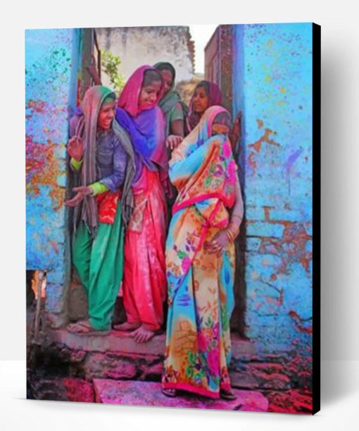 Indian Girl In Holi Color Paint By Number