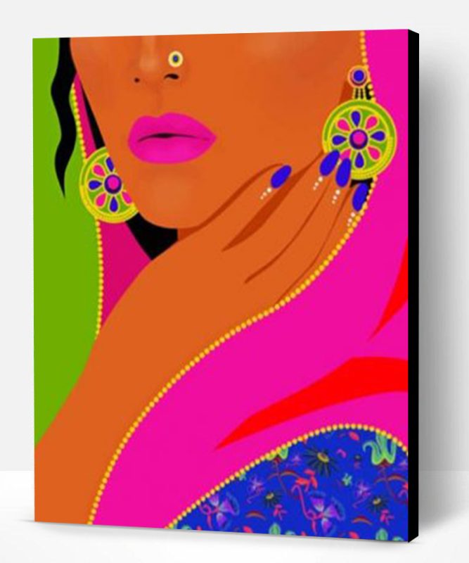 Illustration Indian Woman Paint By Number