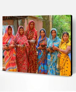 Indian Women Wearing Sari Paint By Number