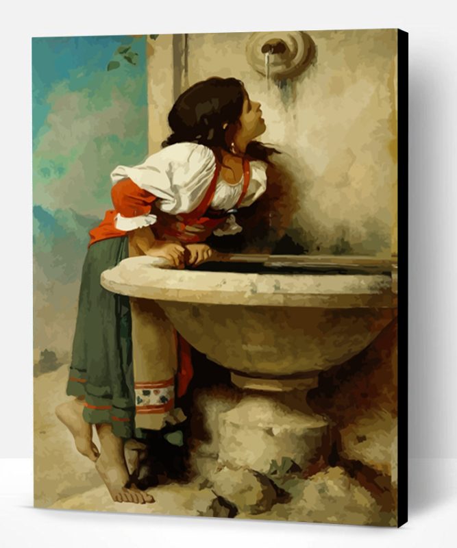 Leon Bonnat Roman Girl At A Fountain Paint By Number