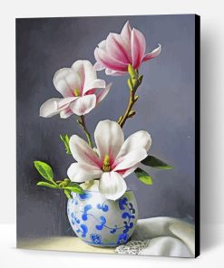 Magnolia Flowers In A Vase Paint By Number