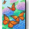 Monarch Butterflies And Blue Flowers Paint By Number
