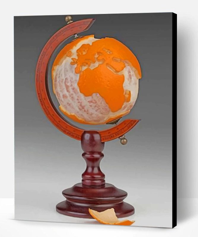 Orange World Map Paint By Number
