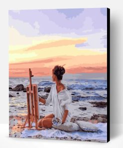 Painter Girl By Sea Paint By Number