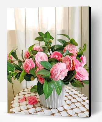 Pink Camellia Bouquet Paint By Number