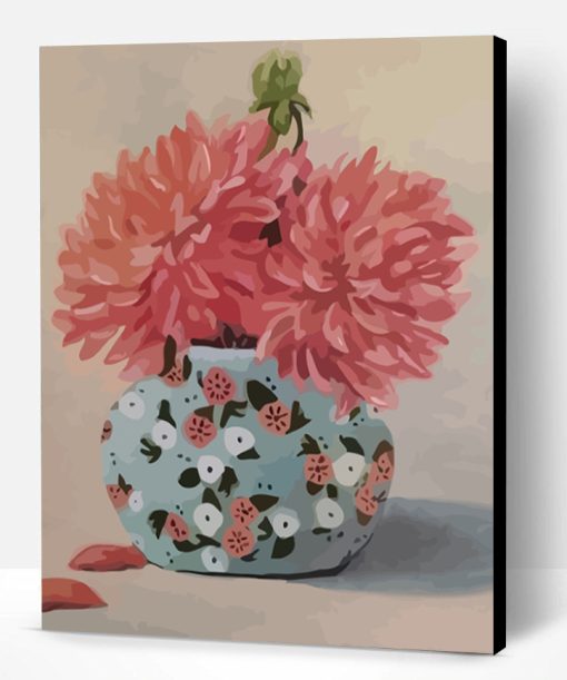 Pink Chrysanthemum In Vase Paint By Number