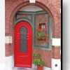Red Door And Plants Paint By Number