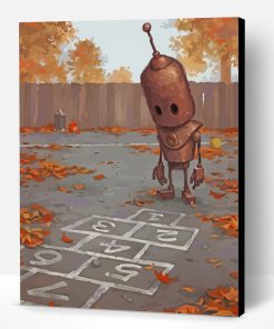 Sad Robot Playing Alone Paint By Number