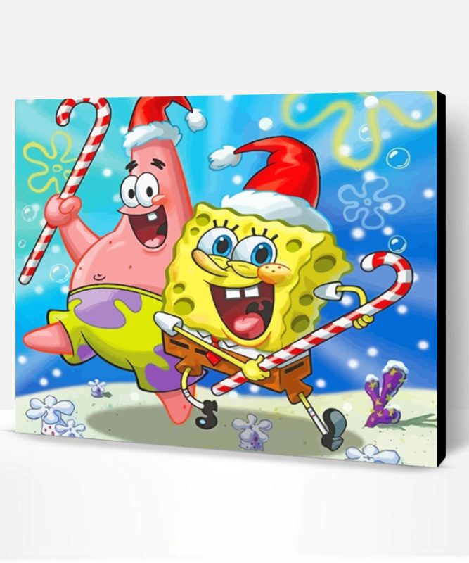 Spongbob And Patrick Christmas Paint By Number