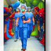 Superheroes Bowing To Nurses Paint By Number