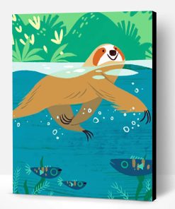 Swimming Sloth Paint By Number