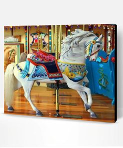 White Carousel Horse Paint By Number
