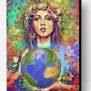 Woman Holding Earth Paint By Number