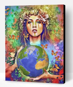 Woman Holding Earth Paint By Number