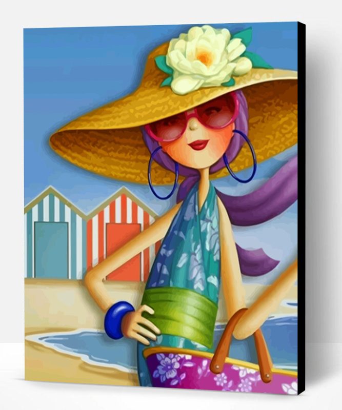 Woman Wearing A Sunhat Paint By Number