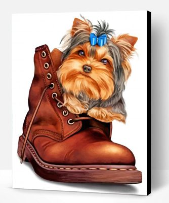 Yorkie In A Boot Paint By Number