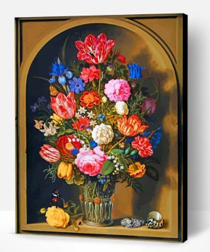 A Still Life Of Flowers In A Glass Beaker paint by numbers