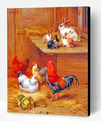 Edgar Hunt Farmyard Neighbors paint by number