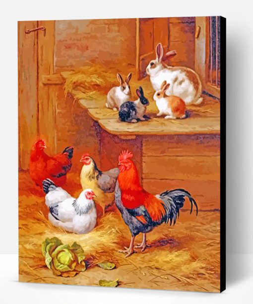 Edgar Hunt Farmyard Neighbors paint by number