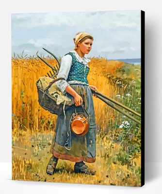 Girl In Harvest Field Paint By Number