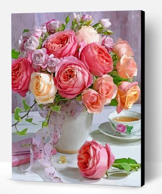 Pink Roses paint by numbers