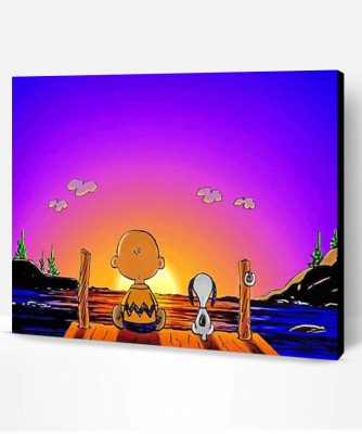 Snoopy And Charlie At Sunset paint by number