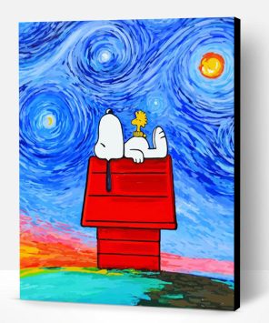 Snoopy Starry Night paint by number