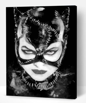black and white cat woman paint by numbers