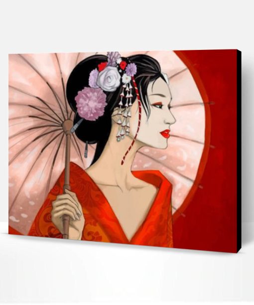 Geisha Wearing Red paint by numbers