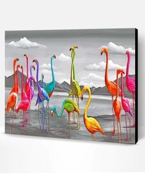 Colorful Flamingos paint by numbers