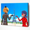 ladybug and cat noir in Paris paint by number