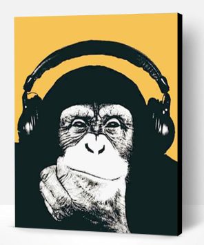 Monkey Headphones Illustration paint by numbers