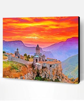 tatev monastery armenia sunset paint by numbers