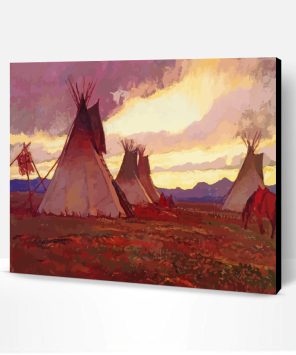 Teepees At Sunset Paint By Number