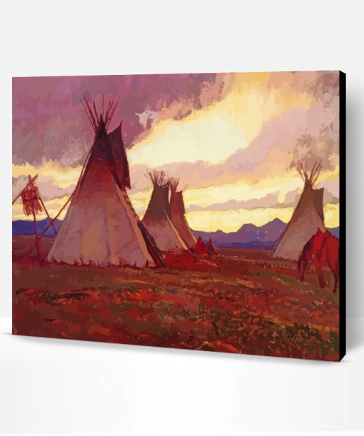 Teepees At Sunset Paint By Number