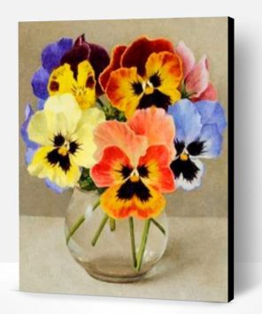 Vintage Pansy Flowers paint by numbers