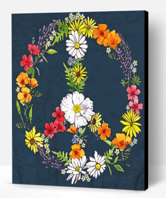 Floral Peace Symbol Paint By Number