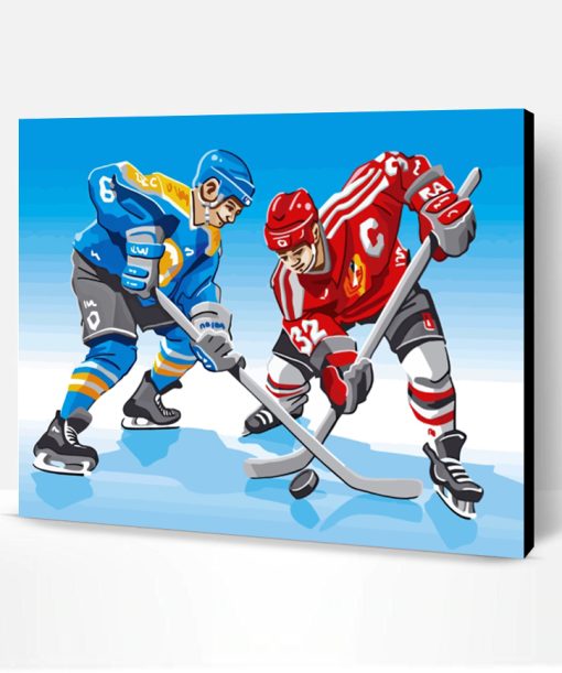 Illustration Ice Hokey Players Paint By Number