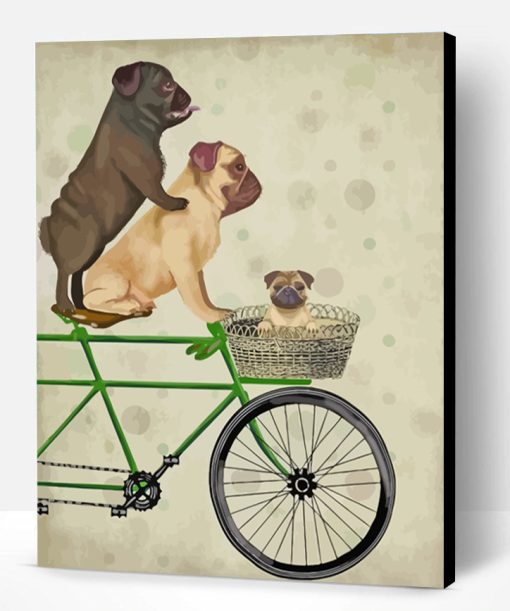 Pugs On Bicycle Paint By Number