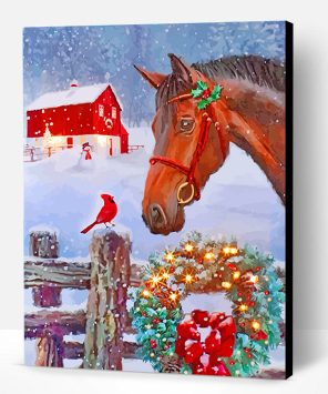 Christmas Horse Scene Paint By Number